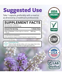 Pure Co Vitex Chasteberry Supplement for Women - High Strength Chaste Tree Berry Extract for Hormone Balance from Pms to Menopause