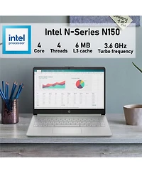 Hp Essential 14" Hd Laptop, Intel N-Series N150, Intel Graphics, 4GB Ram, 128GB eMMC, Wi-Fi 6, Windows 11 Home