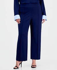 Jones New York Plus Pull On Pintuck Trouser: Serenity Knit Wide-Leg Pants