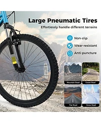 Hongge 24-Inch Kids Mountain Bike with 6-Speed Drivetrain Suspension Fork and Dual V-Brakes Ages 8