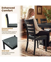 Sugift Wooden Upholstered Kitchen Chairs Set of 4 with Curved Slat