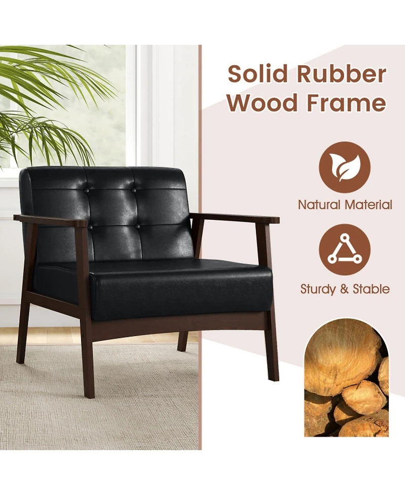 Sugift Oversized Accent Chair with Rubber Wood Frame and Button-Tufted Backrest