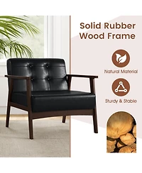 Sugift Oversized Accent Chair with Rubber Wood Frame and Button-Tufted Backrest