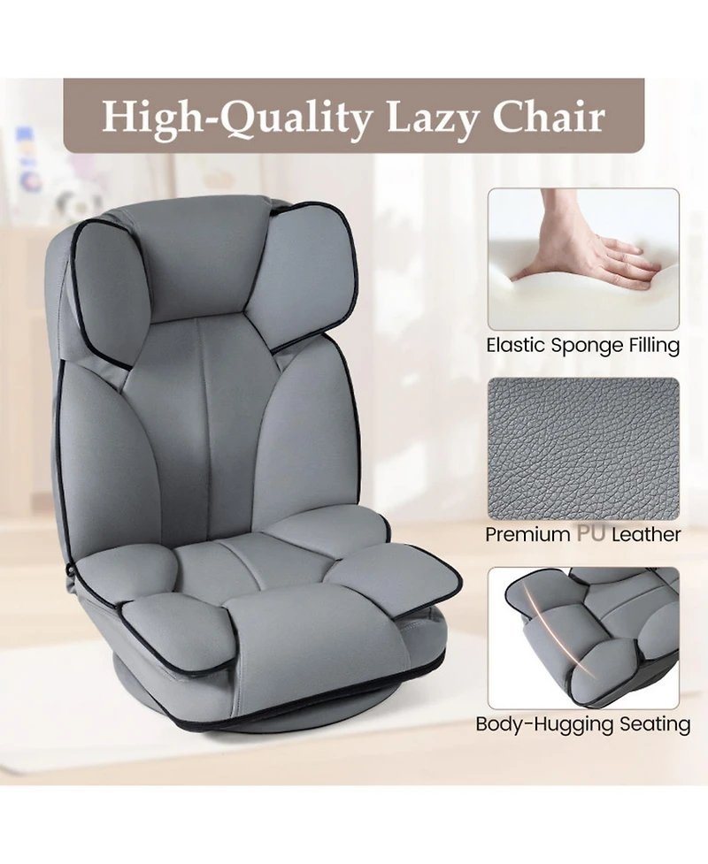 Sugift 360-Degree Swivel Floor Gaming Chair with 6-Position Adjustable Backrest