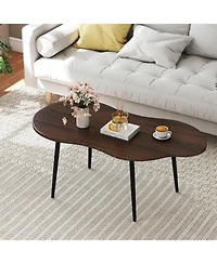 Sugift Cloud-Shaped 39.5-Inch Coffee Table with Curved Edges and Metal Frame