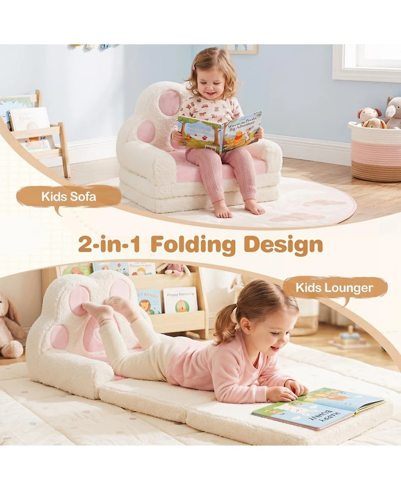 Sugift 2-in-1 Convertible Kids Sofa and Lounger with Removable Washable Cover