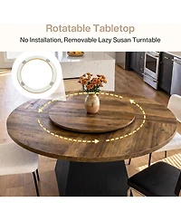 Tribesigns 47.24" Round Dining Table with Detachable Lazy Susan