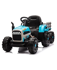 Yobtop 24V Kids Electric Ride On Tractor with Trailer, Remote Control, 3 Speed, Ages 3+