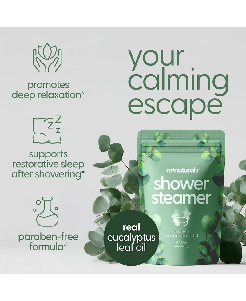 M3 Eucalyptus Aromatherapy Shower Steamers, 14 Individually Wrapped Shower Tablets