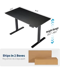 homfan 47"x24" Black Electric Sit-Stand Desk, 2-Fold Top, Height Adjustable, 176 lbs