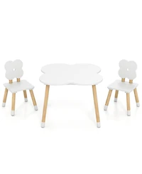 Sugift Flower-Shaped Kids Table and 2-Chair Set with Solid Pine Wood Legs