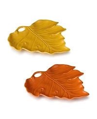 Certified International Autumn Meadows Leaf Platters, Set of 2