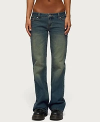 Edikted Women's Moonie Low-Rise Bootcut Stretchy Denim Jeans