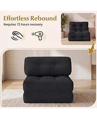 Sugift 3-in-1 Convertible Folding Sofa Bed with Button-Tufted Cover and Headrest Pillow