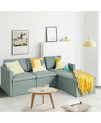 Sugift Convertible L-Shaped Sectional Sofa with Reversible Chaise and Ottoman