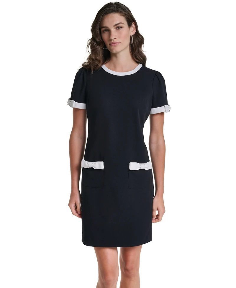 Karl Lagerfeld Paris Women's Scuba Crepe Shift Dress With Contrast Framing