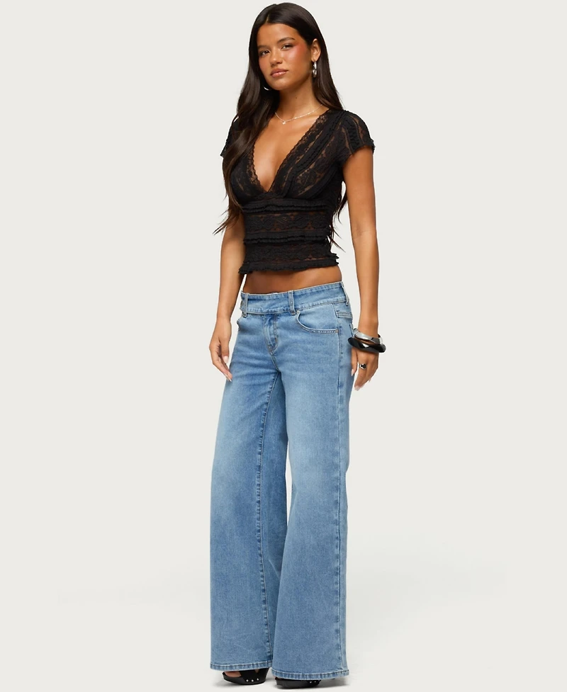 Edikted Women's Dale Low-Rise Straight-Leg Stretchy Jeans, 31" Inseam