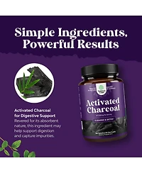 Nature's Craft Activated Coconut Charcoal Capsules, 1200 mg Per Serving, 180 Capsules