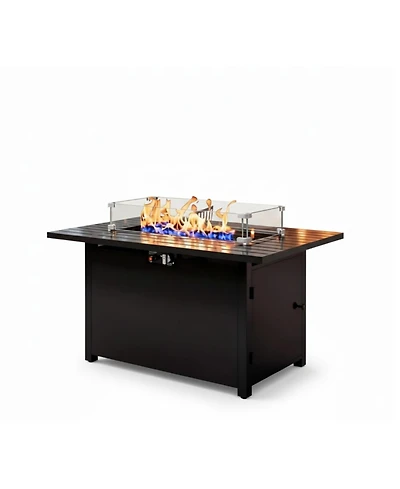 Mondawe Propane Fire Pit Table, 50000 Btu with Glass Shield