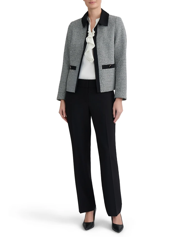 Kasper Women's Collared Tweed Combo Cardigan