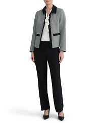Kasper Women's Collared Tweed Combo Cardigan