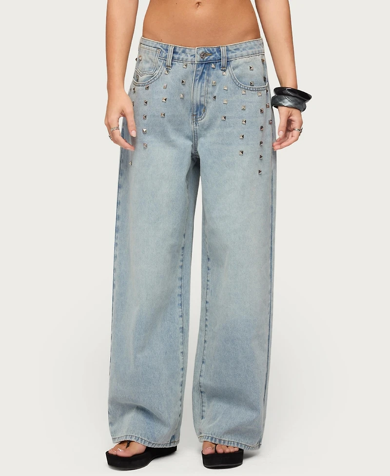 Edikted Women's Oaklee Studded Low Rise Baggy Jeans
