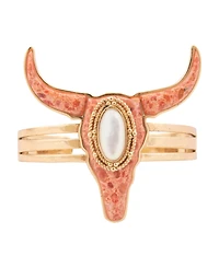 Barse Longhorn Orange Sponge Coral Golden Cuff Bracelet