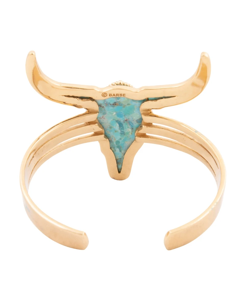 Barse Longhorn Blue Turquoise Golden Cuff Bracelet