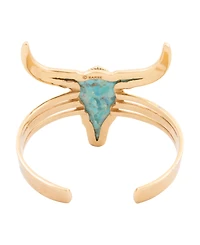 Barse Longhorn Blue Turquoise Golden Cuff Bracelet