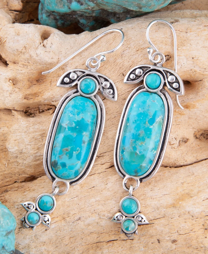 Barse Emile Blue Turquoise Silver Dangle Earrings