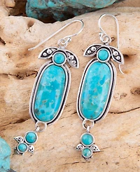 Barse Emile Blue Turquoise Silver Dangle Earrings