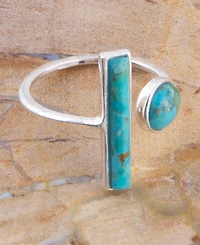 Barse Blue Turquoise Size Adjustable Silver Ring