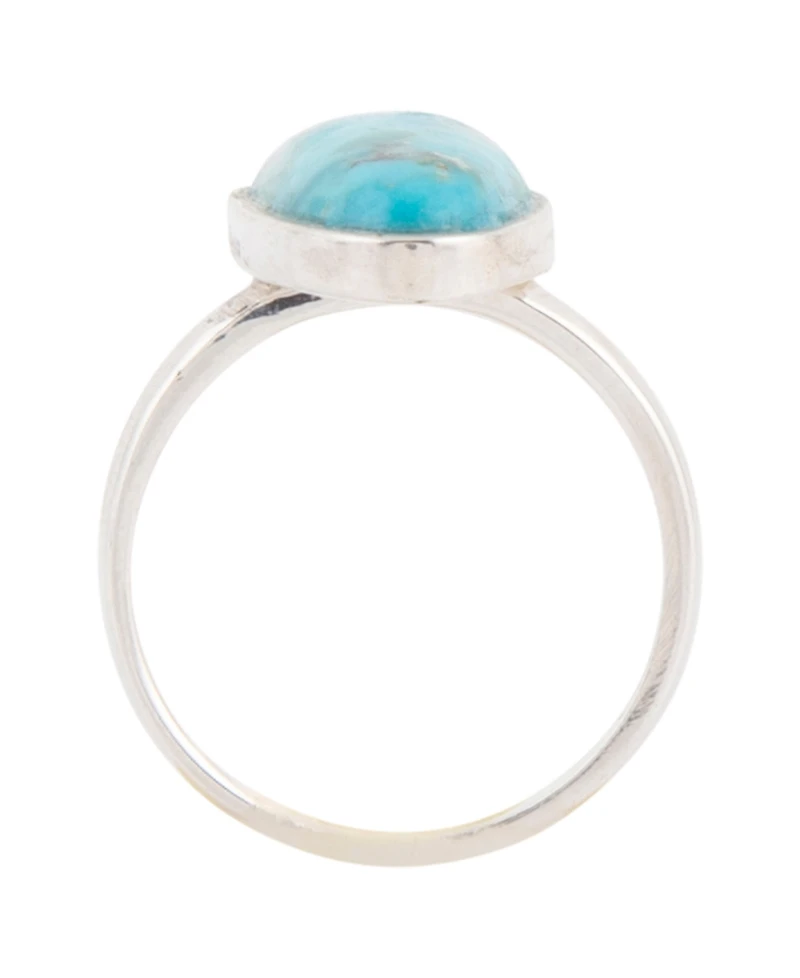 Barse Pueblo Blue Turquoise and Silver Oval Ring