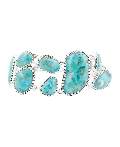 Barse Refined Blue Turquoise Silver Link Bracelet