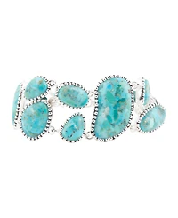 Barse Refined Blue Turquoise Silver Link Bracelet