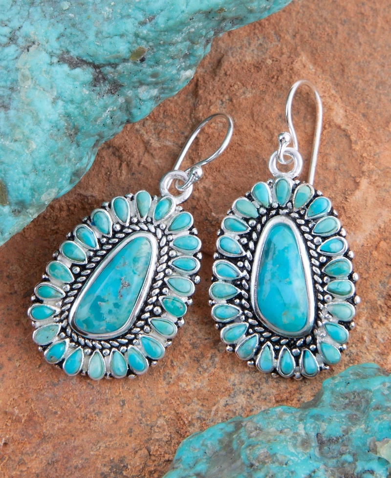 Barse Sedona Blue Turquoise Silver Drop Earrings