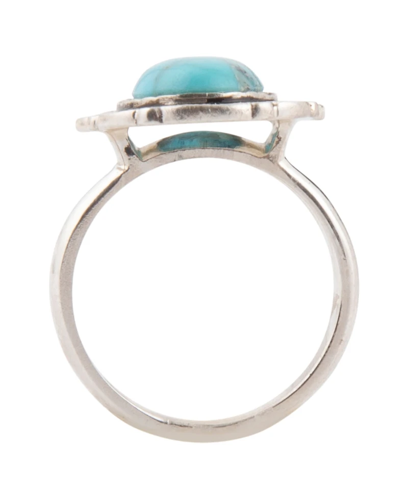 Barse Bronco Blue Turquoise Silver Concho Ring