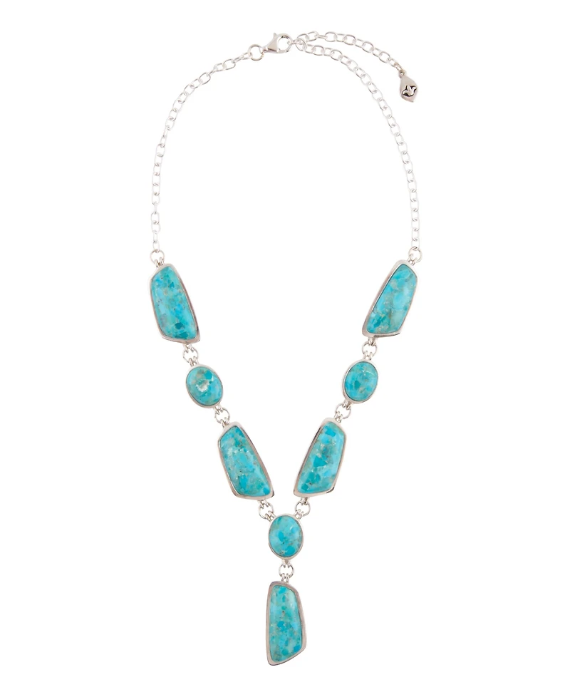 Barse Genuine Blue Turquoise Silver Abstract Statement Necklace