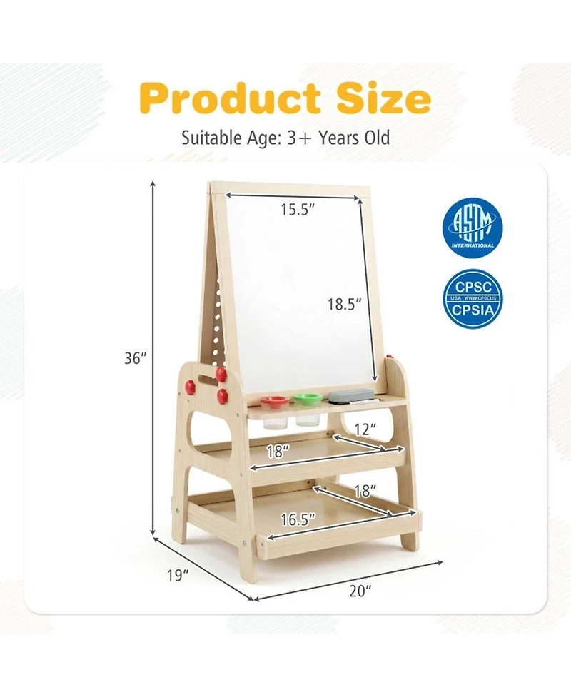 Hongge 2-in-1 Magnetic Art Easel and Marble Run Building Set, Ages 3+
