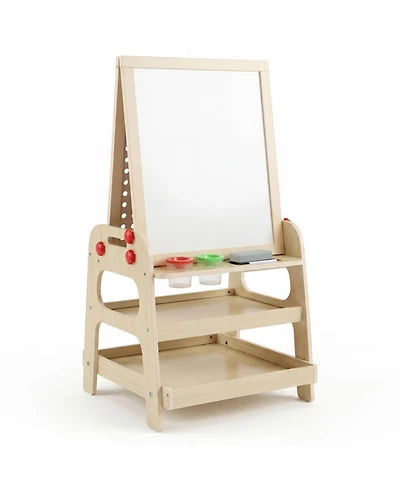 Hongge 2-in-1 Magnetic Art Easel and Marble Run Building Set, Ages 3+