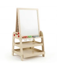 Hongge 2-in-1 Magnetic Art Easel and Marble Run Building Set, Ages 3+