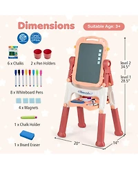 Hongge 4-in-1 Swivel Kids Art Easel, Adjustable Height