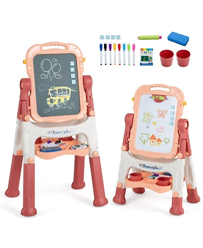 Hongge 4-in-1 Swivel Kids Art Easel, Adjustable Height