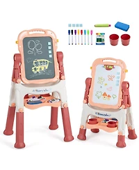 Hongge 4-in-1 Swivel Kids Art Easel, Adjustable Height