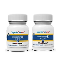 Superior Source Triple K: Mk-4 500mcg, Mk-7 50mcg, K1 500mcg, 30 Quick Dissolve Tabs, Bone/Heart/Immune Support, Non-gmo, 2-Pack