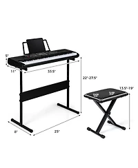 Sugift 61 Keys Beginners Electric Piano Keyboard Kit with Adjustable Stand and Stool