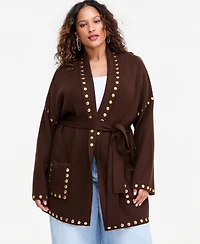 I.n.c. International Concepts Plus Studded Tie-Waist Cardigan, Macy's Exclusive