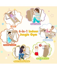 Sugift Kids 6-in-1 Indoor Jungle Gym Playground Builds Balance & Coordination, Ages 3-14