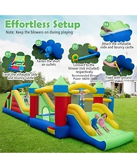 Hongge Inflatable Obstacle Course Bounce House with Dual Slides and Tunnels, For 4 Players, Ages 3-10