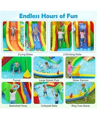 Hongge 8-in-1 Giant Inflatable Bounce House with 2 Long Slides, 420D Oxford Cloth, Up to 200 lbs, Ages 3-12
